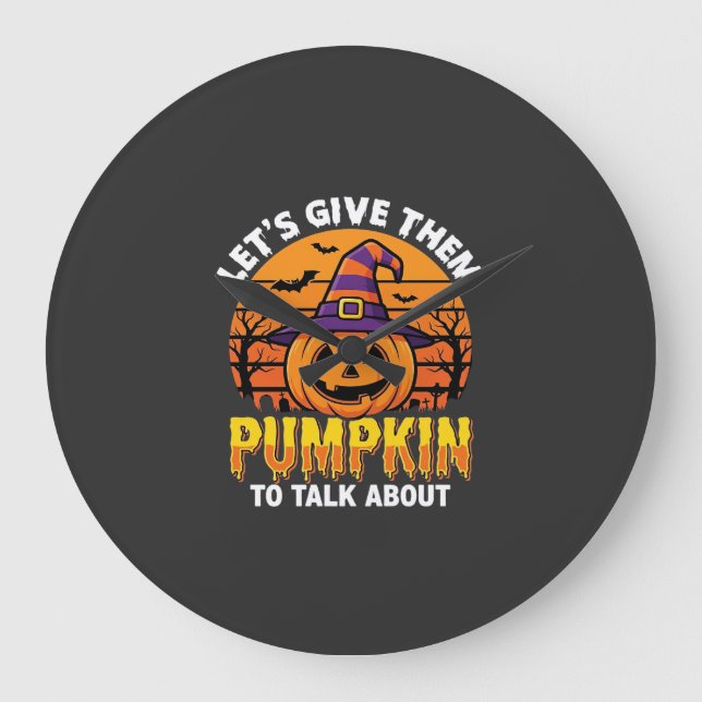 Relógio Grande Design de Abóbora Engraçada Pun Halloween2 (1)_1 (Frente)