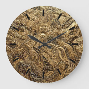 Relógio Grande Design de abstrato Dourado dimensional com Tics