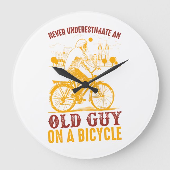 Relógio Grande Design de Biker Antigo | Bicicleta | nunca subesti (Frente)