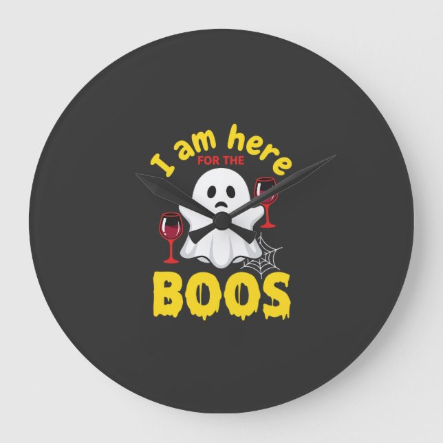 Relógio Grande Design de Boos de Vinho de Fantasma de Halloween (Frente)