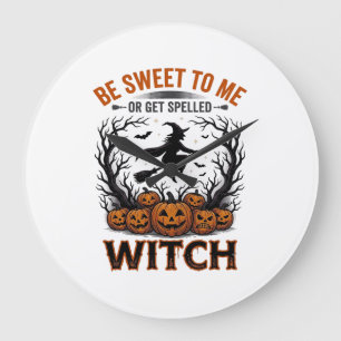Relógio Grande Design de Bruxa de Halloween Seja Doce ou Seja Enf