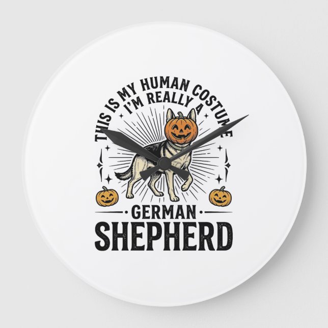 Relógio Grande Design de cachorro engraçado de Halloween para Pas (Frente)