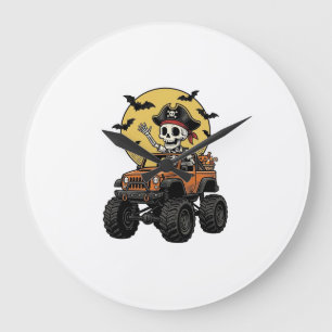 Relógio Grande Design de caminhão monstro de esqueleto pirata de 