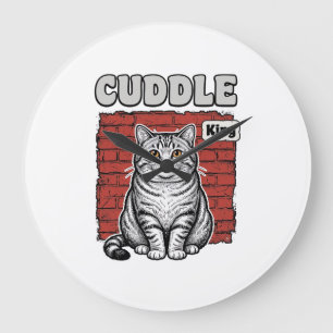 Relógio Grande Design de Camisa de Gato Vintage Cuddle King_1