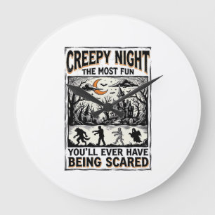 Relógio Grande Design de Camisa de Terror Divertido e Assustador 