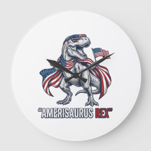 Relógio Grande Design de Camisa Patriótica T-Rex Amerisaurus Rex