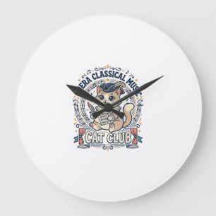 Relógio Grande Design de camiseta de gato fofo de música clássica