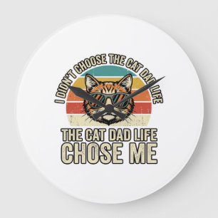 Relógio Grande Design de camiseta Vintage Cat Dad Life Chose Me_1