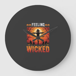 Relógio Grande Design de Espantalho de Halloween Sentindo-se Malv