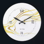 Relógio Grande design de espiral abstrato<br><div class="desc">Abstrato de ouro moderno e elegante espirra sobre fundo branco</div>