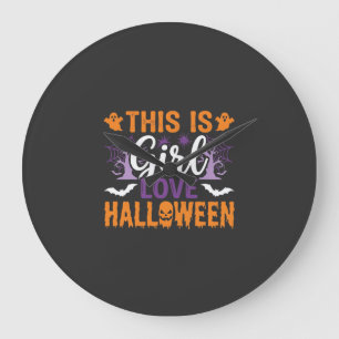 Relógio Grande Design de Fantasma de Halloween do Amor de Garota_