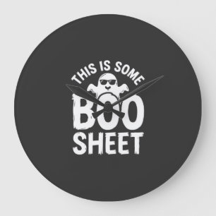 Relógio Grande Design de Fantasma Folha Boo Halloween Engraçado_1