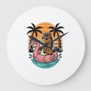 Relógio Grande Design de Férias de Verão Flutuador de Flamingo Ca