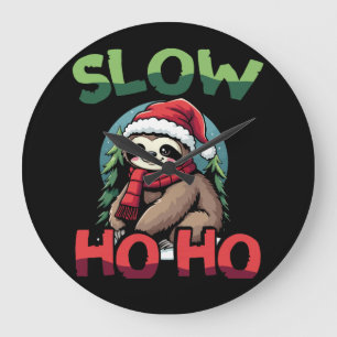 Relógio Grande Design de Férias Festivas Ho Ho Lenta de Natal