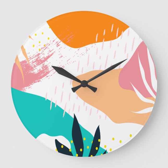 Relógio Grande Design de Formas Coloridas Memphis (Frente)