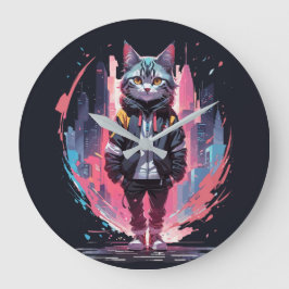 Relógio Grande Design de Gato na moda