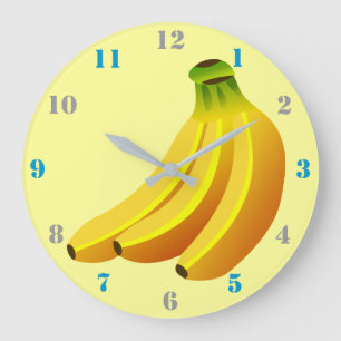 RELÓGIO GRANDE DESIGN DE ILUSTRAÇÃO DE BANANA BUNCH COM NÚMERO