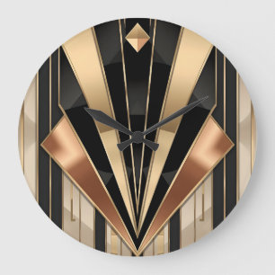 Relógio Grande Design de Luxo Geométrico Art Deco Sol Nascente