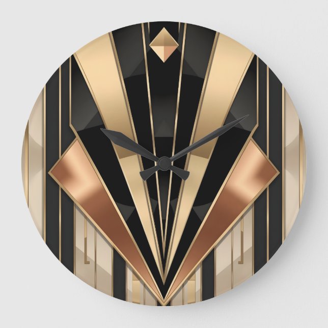 Relógio Grande Design de Luxo Geométrico Art Deco Sol Nascente (Frente)