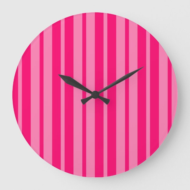 Relógio Grande Design de padrão de faixa de Na moda rosa-claro e  (Frente)