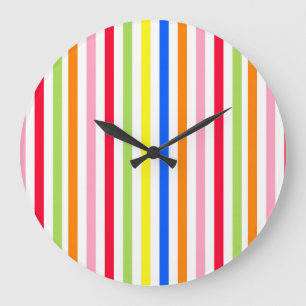 Relógio Grande Design de padrão de strips multicolorida