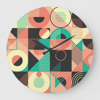 Relógio Grande Design de Padrão Geométrico Retroativo
