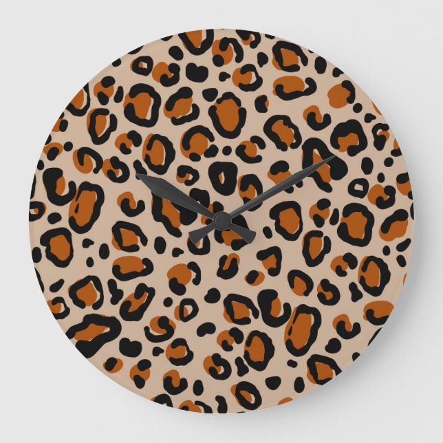 Relógio Grande Design de peles de leopardo, padrão sem descontinu (Frente)