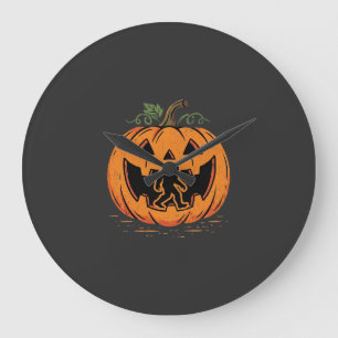 Relógio Grande design de silhueta de abóbora de Halloween Bigfoot