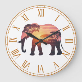 Relógio Grande Design de Silhueta de Elefante com Exposição Dupla