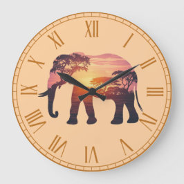 Relógio Grande Design de Silhueta de Elefante com Exposição Dupla