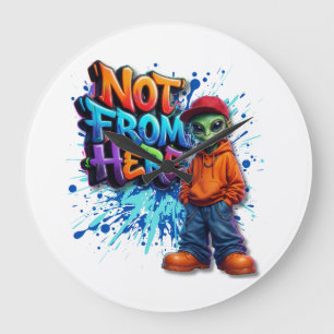 Relógio Grande Design de streetwear alienígena engraçado não daqu