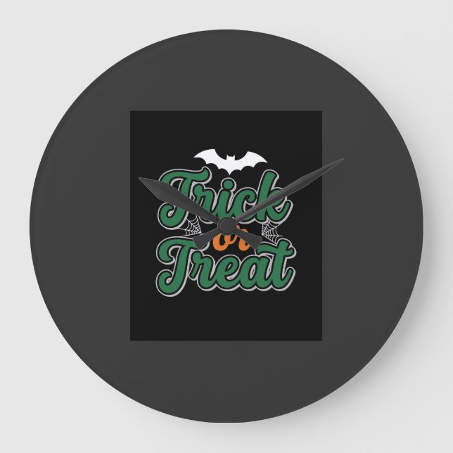 Relógio Grande design de teia de morcego de Halloween_1 (Frente)