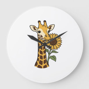 Relógio Grande Design de Vetor de Girassol de Girafa Vintage_1