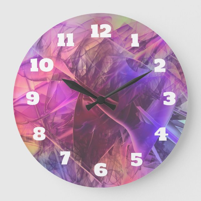 Relógio Grande Design de vidro brilhante Spiky do abstrato dos (Frente)