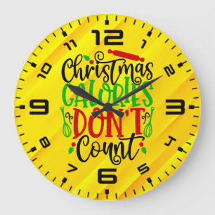 Relógio Grande Design Divertido de Natal - Calorias Não Contam