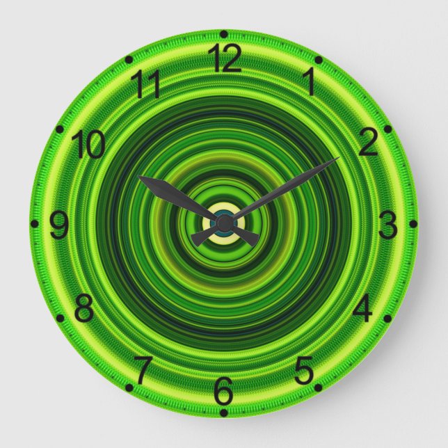 Relógio Grande Design do Círculo de Mandala Verde Geomagnético (Frente)