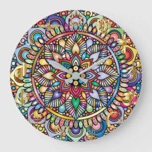 Relógio Grande Design do espectro de cores Mandala