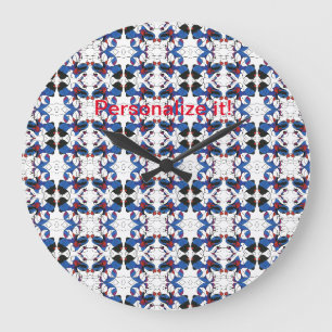 Relógio Grande Design em branco e espelhado em vermelho azul bran