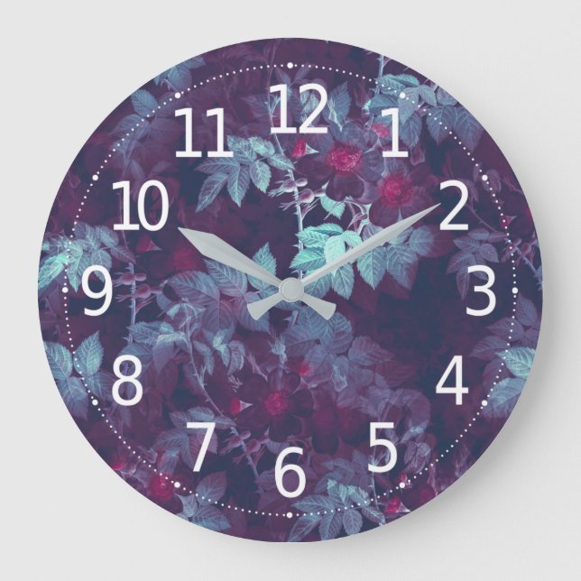 Relógio Grande Design Floral Vermelho Vitoriano Simples| (Frente)