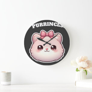 Relógio Grande Design Princesa Fofa Arco de Gatinho Rosa
