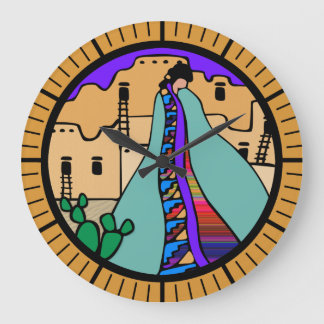 Relógio Grande Design Pueblo Nativo Americano do Sudoeste