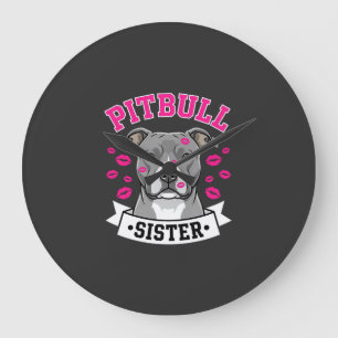 Relógio Grande Design Vetorial de Amante de Cachorro Irmã Pitbull