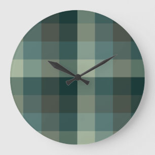 Relógio Grande Design Xadrez Gingham Verde