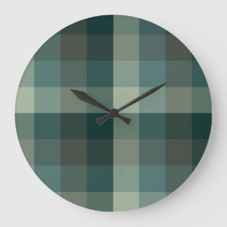 Relógio Grande Design Xadrez Gingham Verde