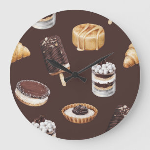 Relógio Grande Desserts Deliciosos: Padrão de Desenho de Comida