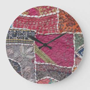 Relógio Grande Detalhe de Fecho do Carpete de Patches Coloridos