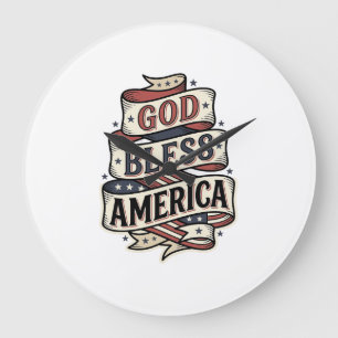 Relógio Grande Deus Abençoe o América Design Vetorial Patriótico