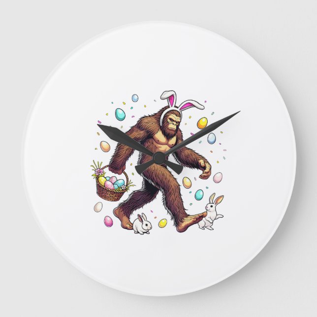 Relógio Grande Dia da Páscoa do Pé Grande Engraçado Sasquatch Coe (Frente)