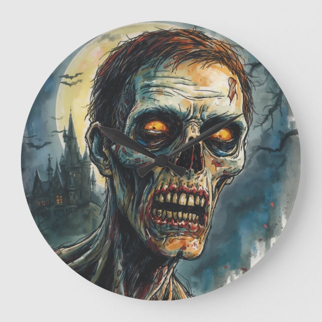 Relógio Grande Dia das Bruxas, Horror, Zumbi, Olhos da Lua Cheia (Frente)