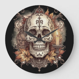 Relógio Grande Dia das Bruxas, Padrão de Caveira, Calavera à Luz 